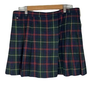 Polo Ralph Lauren Plaid Wool Blend Wrap Skirt Size 14 Dark Academia Preppy EUC